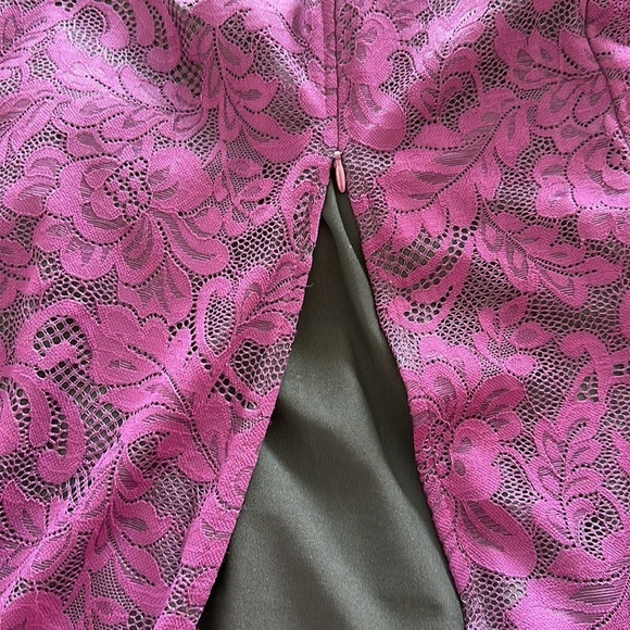 Purple Lace Off Shoulder Ruffle Bell Sleeve Formal Dress Sz XS - Picture 6 of 7